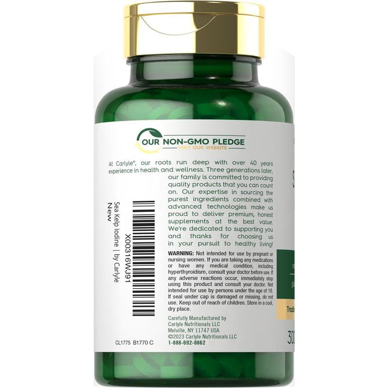 Carlyle Sea Kelp Iodine Supplement | 225Mcg | 300 Tablets | Non-Gmo, Gluten Free | Traditional Herb Supplement
