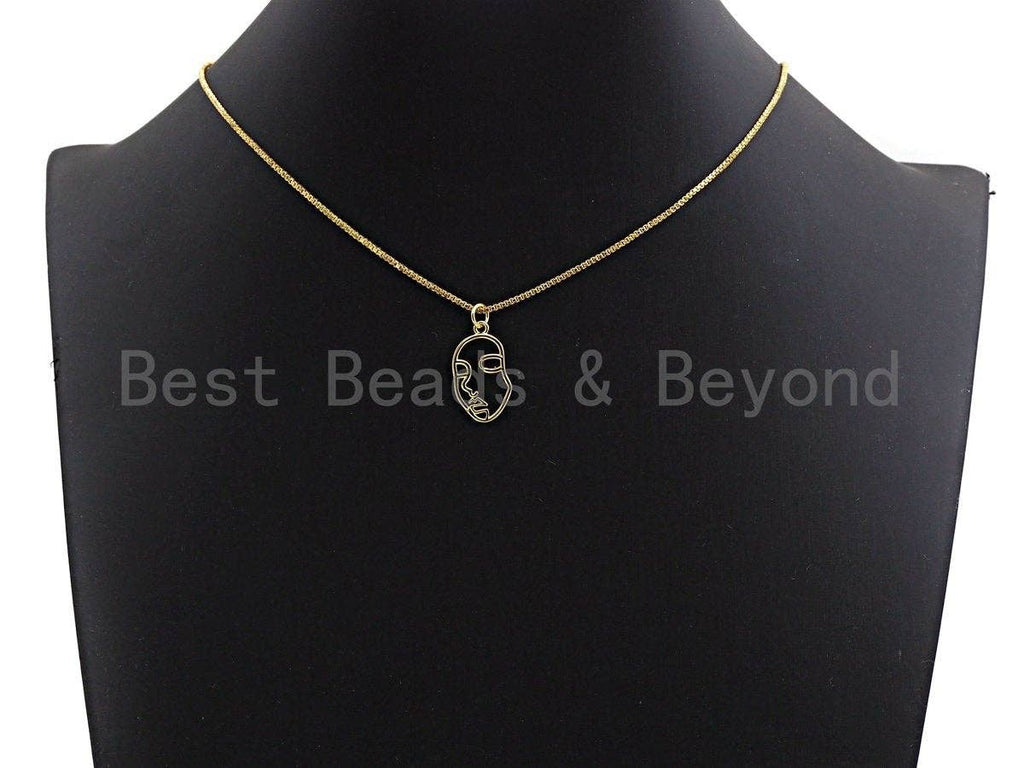 Face Frame Pendant/Charm, Face Cubic Zirconia Pendant, Silver/Gold/Black/Rose Gold Tone,12x20mm,Sku#Z506