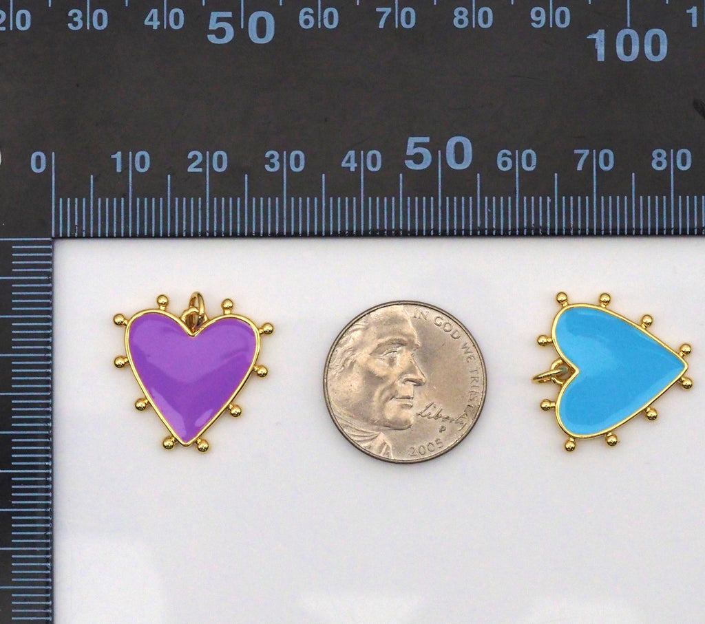 Colorful Enamel Spike Heart Charm, Sku#LX194