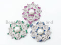 CZ Micro Pave Flower pendant with pearl, sku#L148