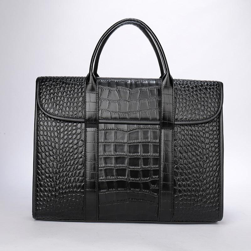 Sacoche pour ordinateur portable en cuir de crocodile exotique - Cuir de vachette véritable de luxe pour femmes élégantes