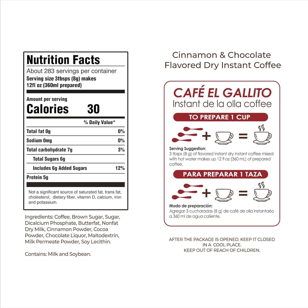 EL GALLITO Café de la Olla | 100% Mexican Instant Coffee 5 LB Bag