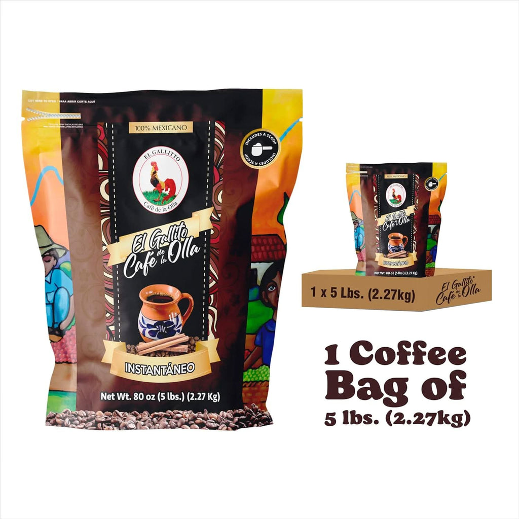 EL GALLITO Café de la Olla | 100% Mexican Instant Coffee 5 LB Bag