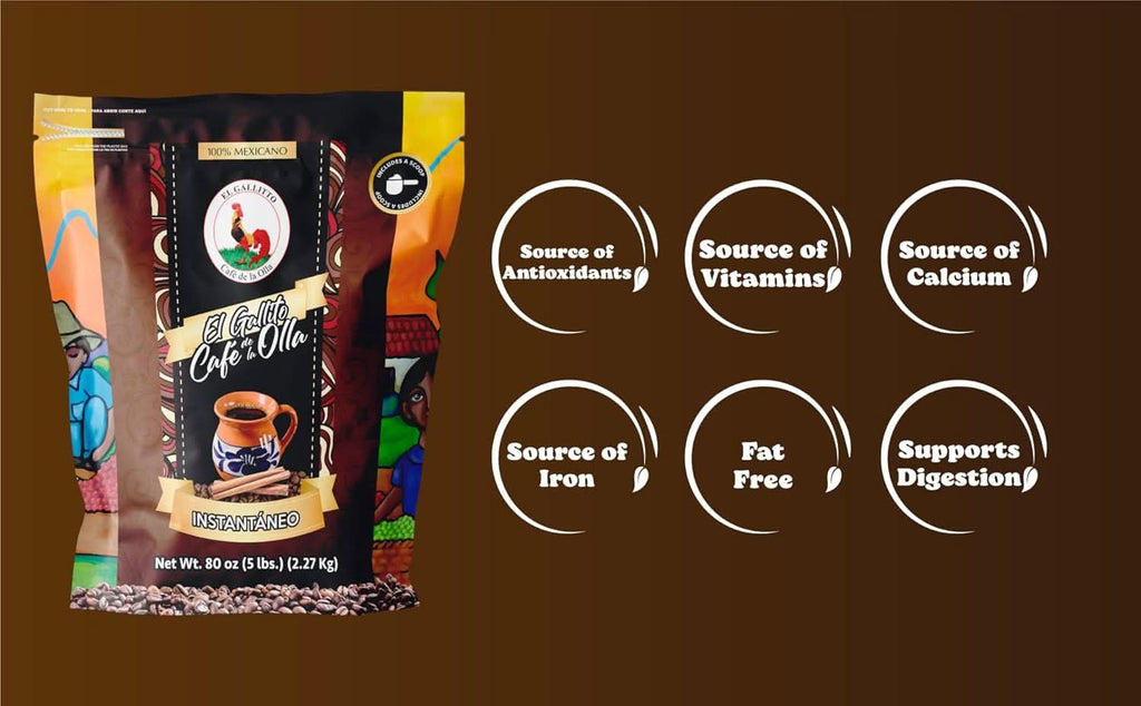 EL GALLITO Café de la Olla | 100% Mexican Instant Coffee 5 LB Bag