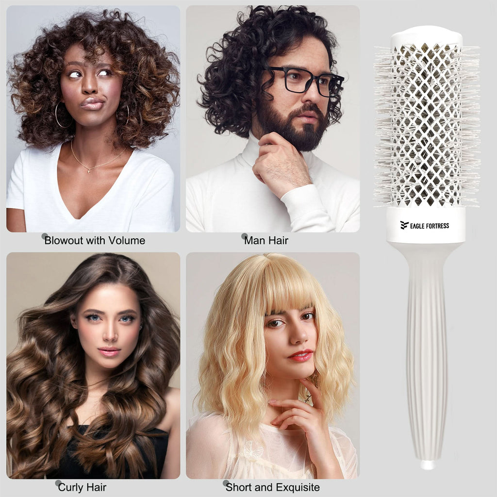 Eagle Fortress Professional Round Hair Brush for Blow Drying with Ceramic + Ionic, Grey 1.69in