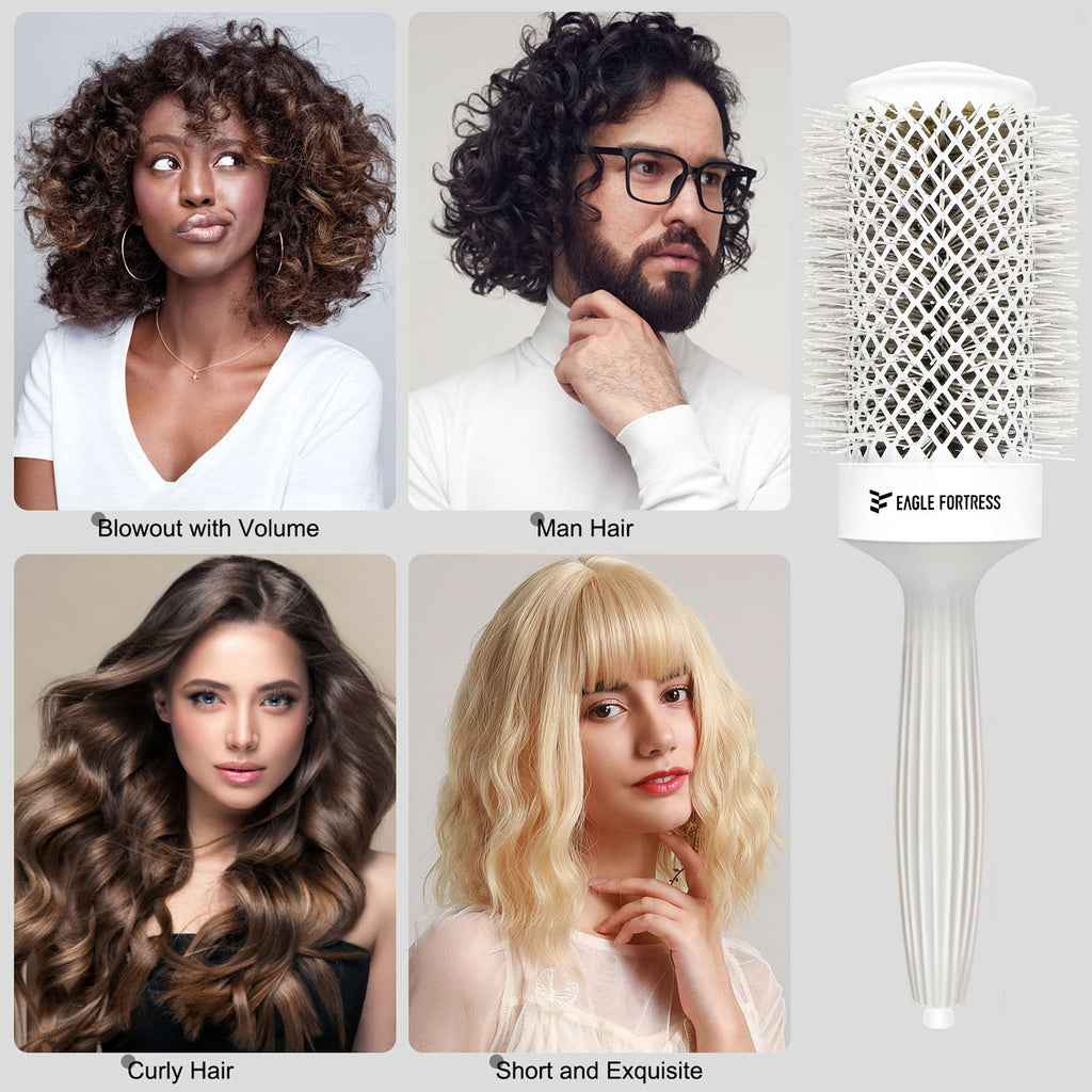 Eagle Fortress Professional Round Hair Brush for Blow Drying with Ceramic + Ionic, Grey 2.09in