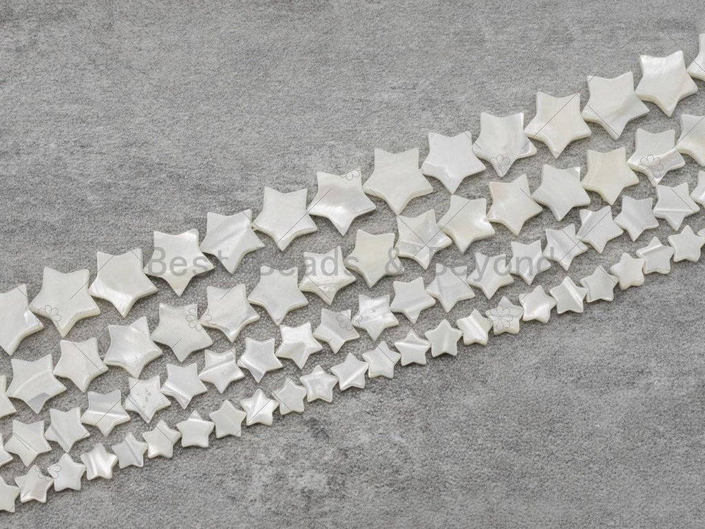 Quality White Shell Five Point Star Shape Beads, 6mm/8mm/10mm/12mm/15mm Mother of Pearl Beads, 15.5'' Full Strand, Sku#T12