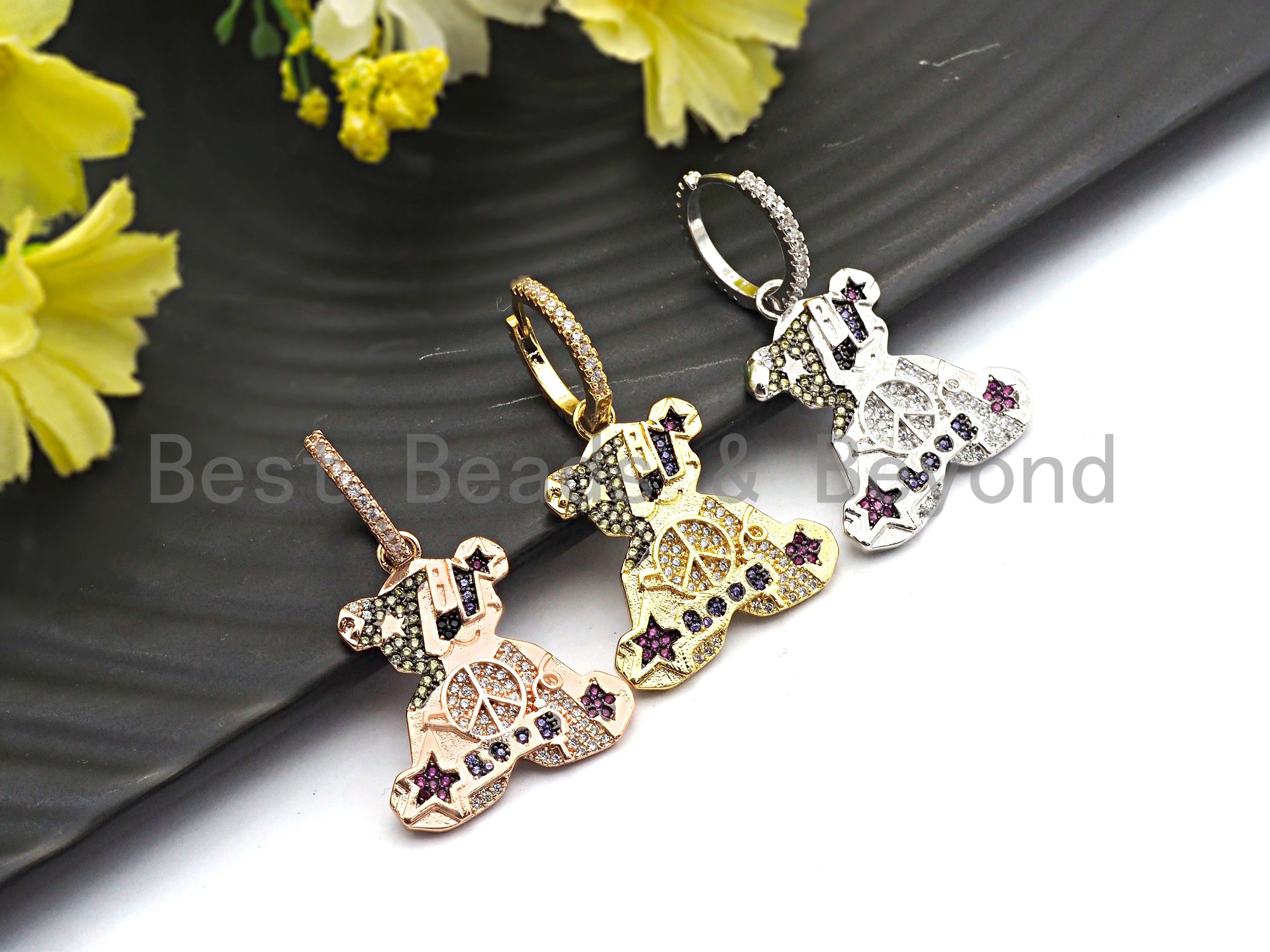 CZ Teddy Bear Earring, Sku#J54