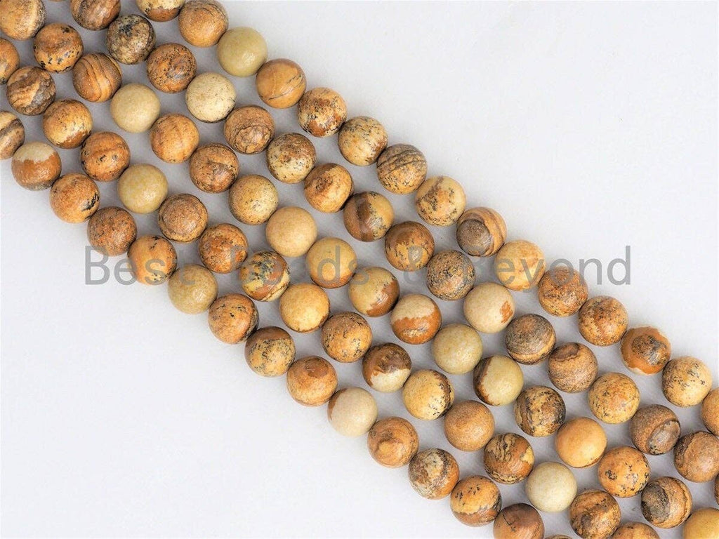 Quality Natural Picture Jasper Beads, Round Smooth 6mm/8mm/10mm/12mm beads, Brown Gemstone, 15.5inch strand, SKU#U424