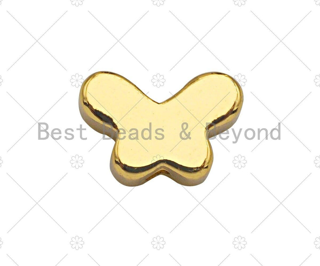 5pc Dainty Butterfly Shape Spacer Beads, Gold/Rose Gold/Silver/Black Shiny Butterfly Beads, 3x7mm, sku#Y311