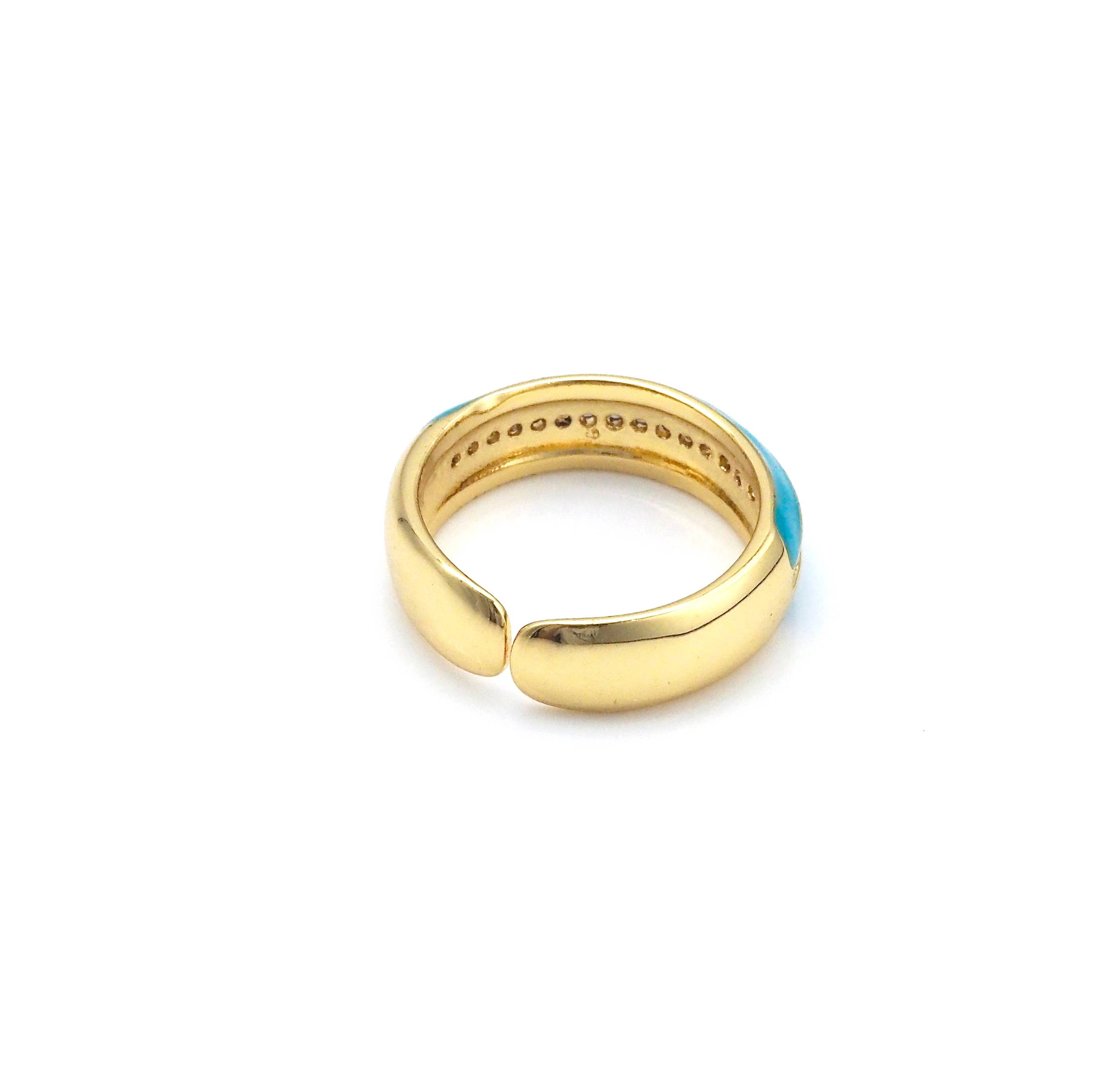 Enamel CZ Middle Line Medium Band Ring, X251