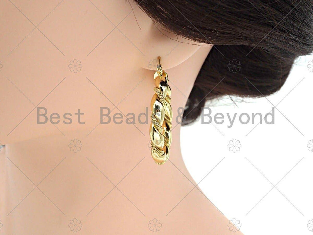 Gold Twisted Hoop Earrings, Sku#J310