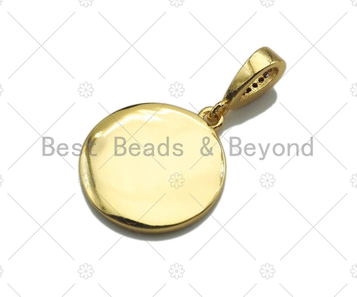 CZ Pave Clorful Enamel Love Coin Pendant, Pink Turquoise Yellow White Black Love Enamel pendant, Enamel Jewelry, 15mm,sku#ML28C