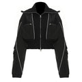 Womens Casual Jacket With Zippered Pockets And A Lapel Design