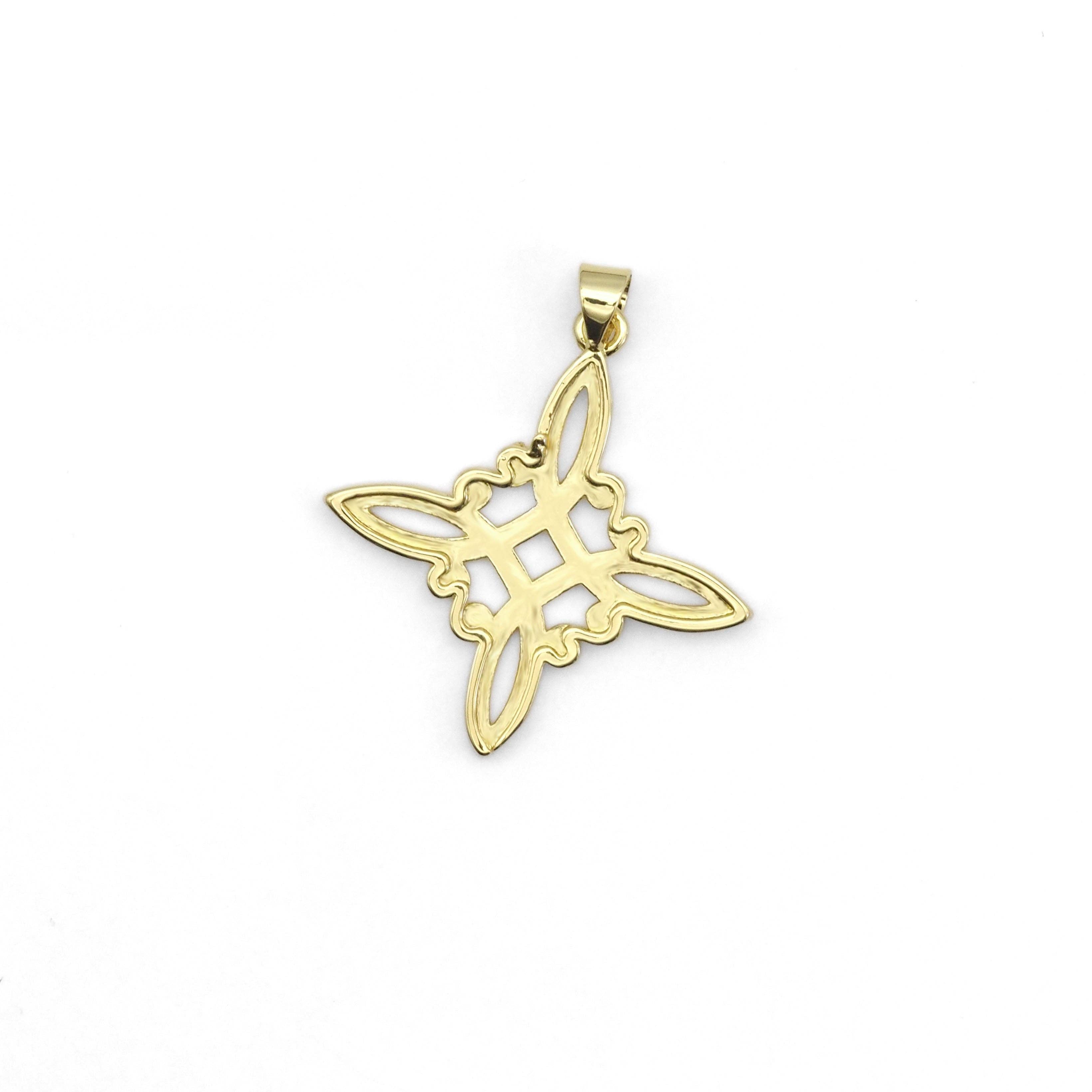 Gold Chinese Knot Flower Shape Charm, Sku#LK827