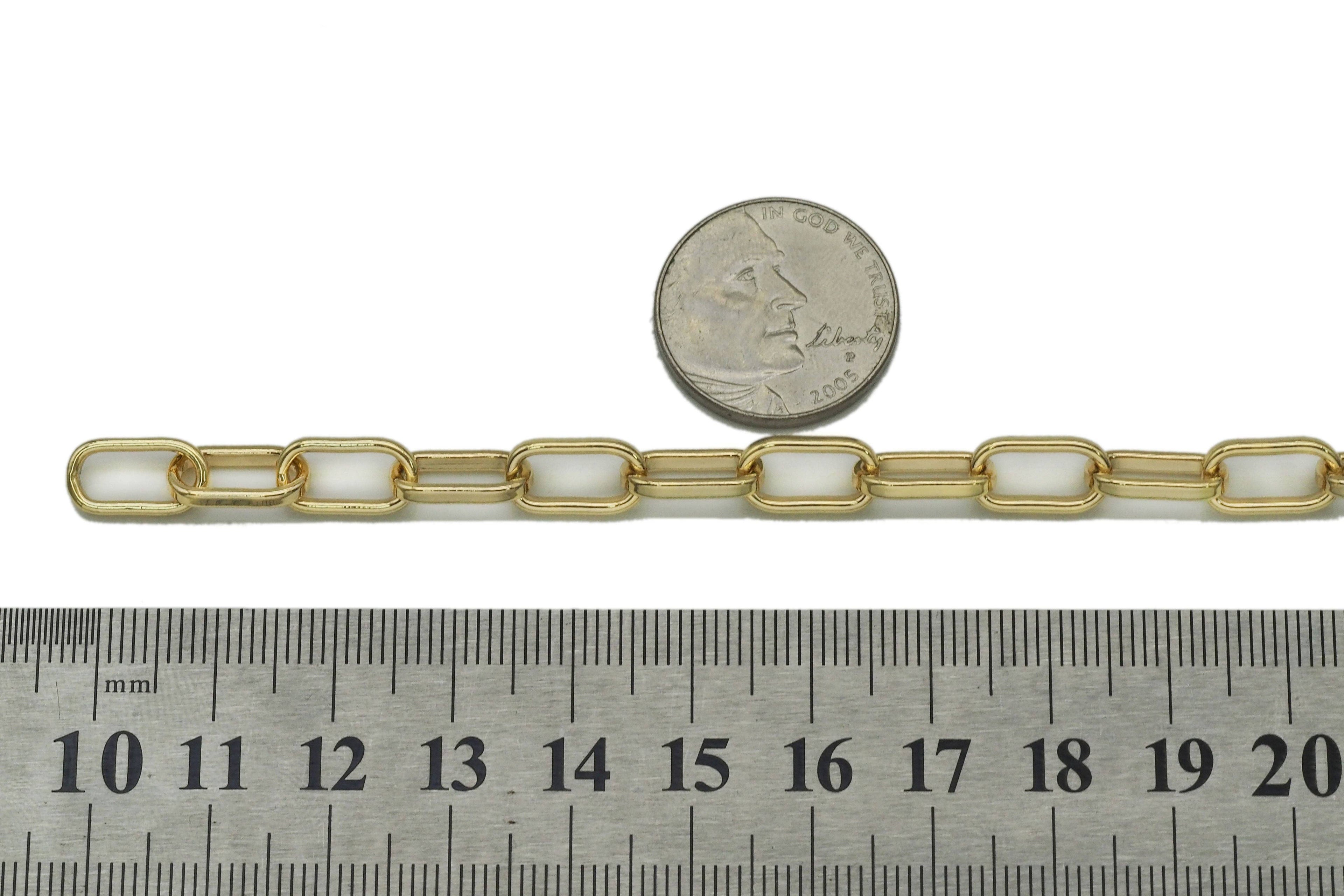 Gold Silver Paperclip chain with rectangle edge, sku#LS08