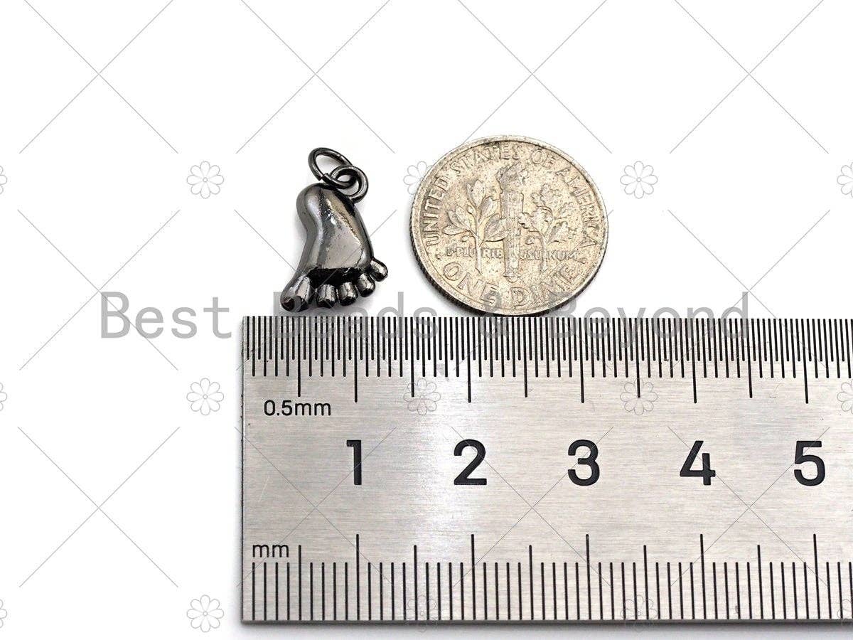 Cute Baby feet Shape Pendant/Charm, Footprint charm Pendant,Black/Gold/Rose Gold Tone, 10x13mm, Sku#Y274