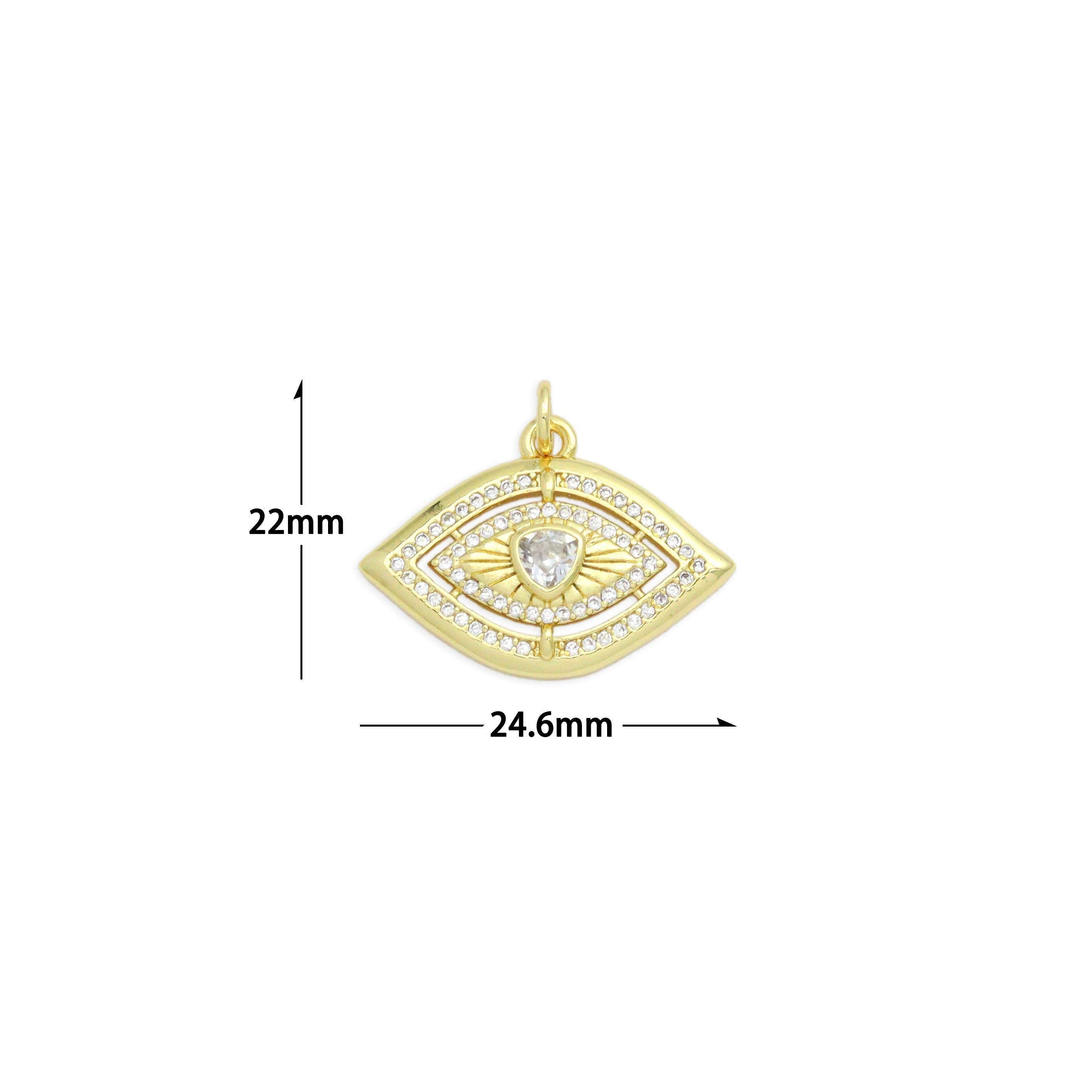Gold Silver CZ Evil Eye Charm Pendant,Sku#LX850