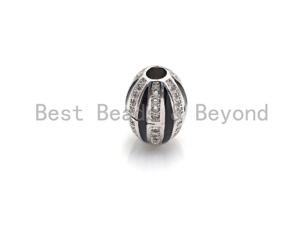 CZ Pave Oval Cage line beads, Oval Cubic Zirconia Spacer Beads, Men's Jewelry Findings,10x13mm, sku#Z931