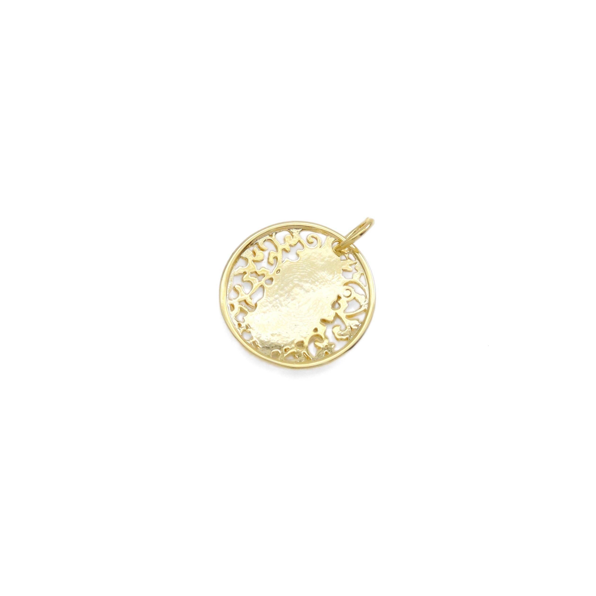 Dual color Virgin Mary Filigree Charm, Sku#Z1479