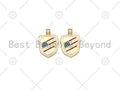 US Flag On Shield Shape Enamel Pendant, 18K Gold Filled Flag Charm, Necklace Bracelet Charm Pendant,18x25mm, Sku#LK439