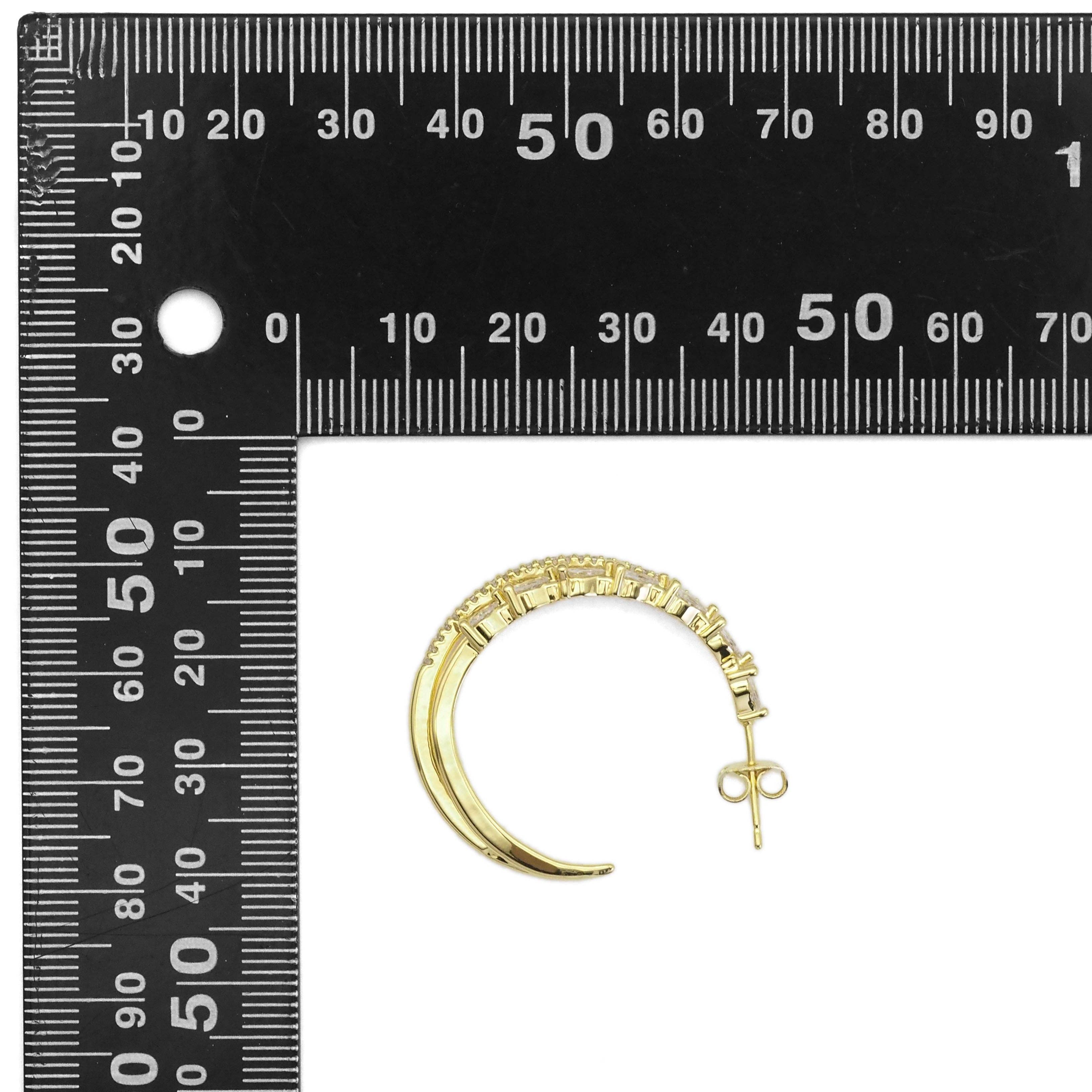 Clear Teardrop CZ Double Line Hoop Earrings, Sku#LX258