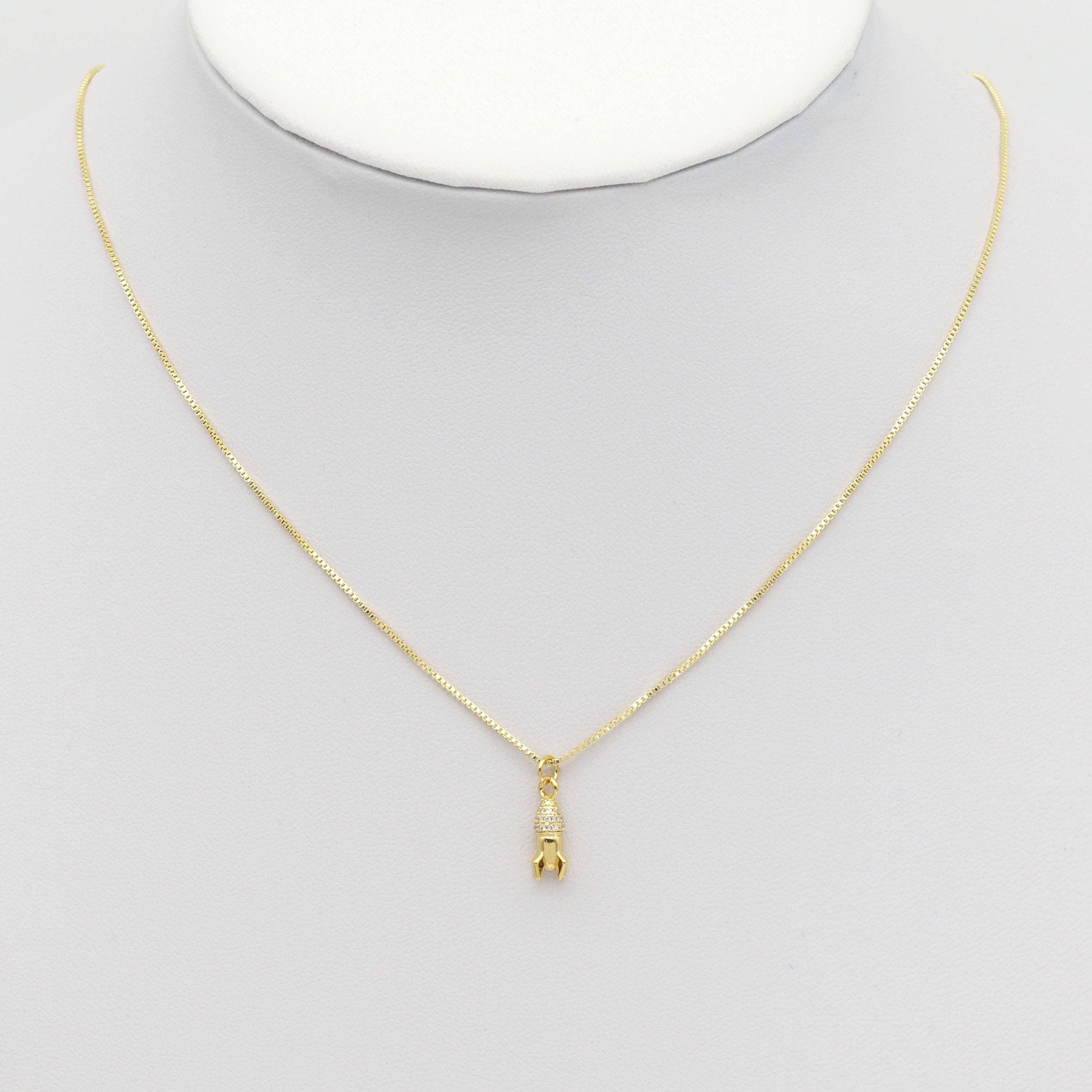 Gold CZ Rocket Charm, Sku#Y872