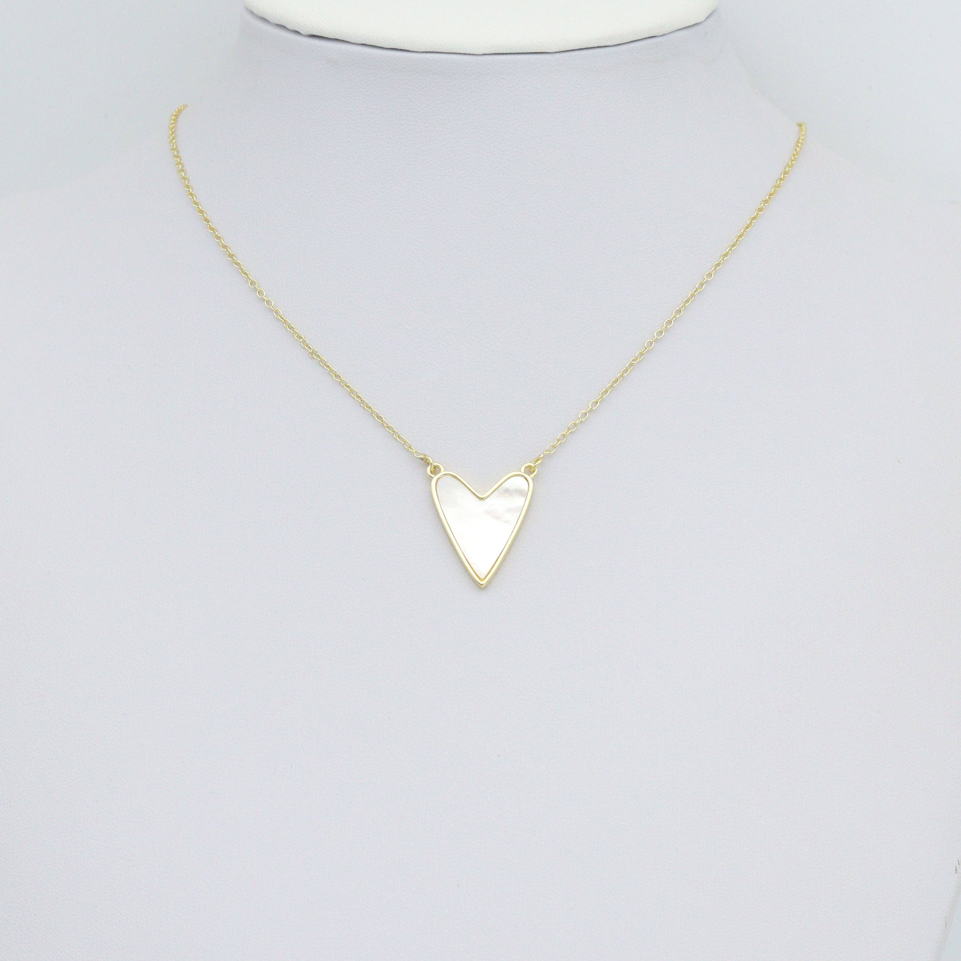 White Mother of Pearl Gold Heart Connector Charm Pendant,Sku#LK1216