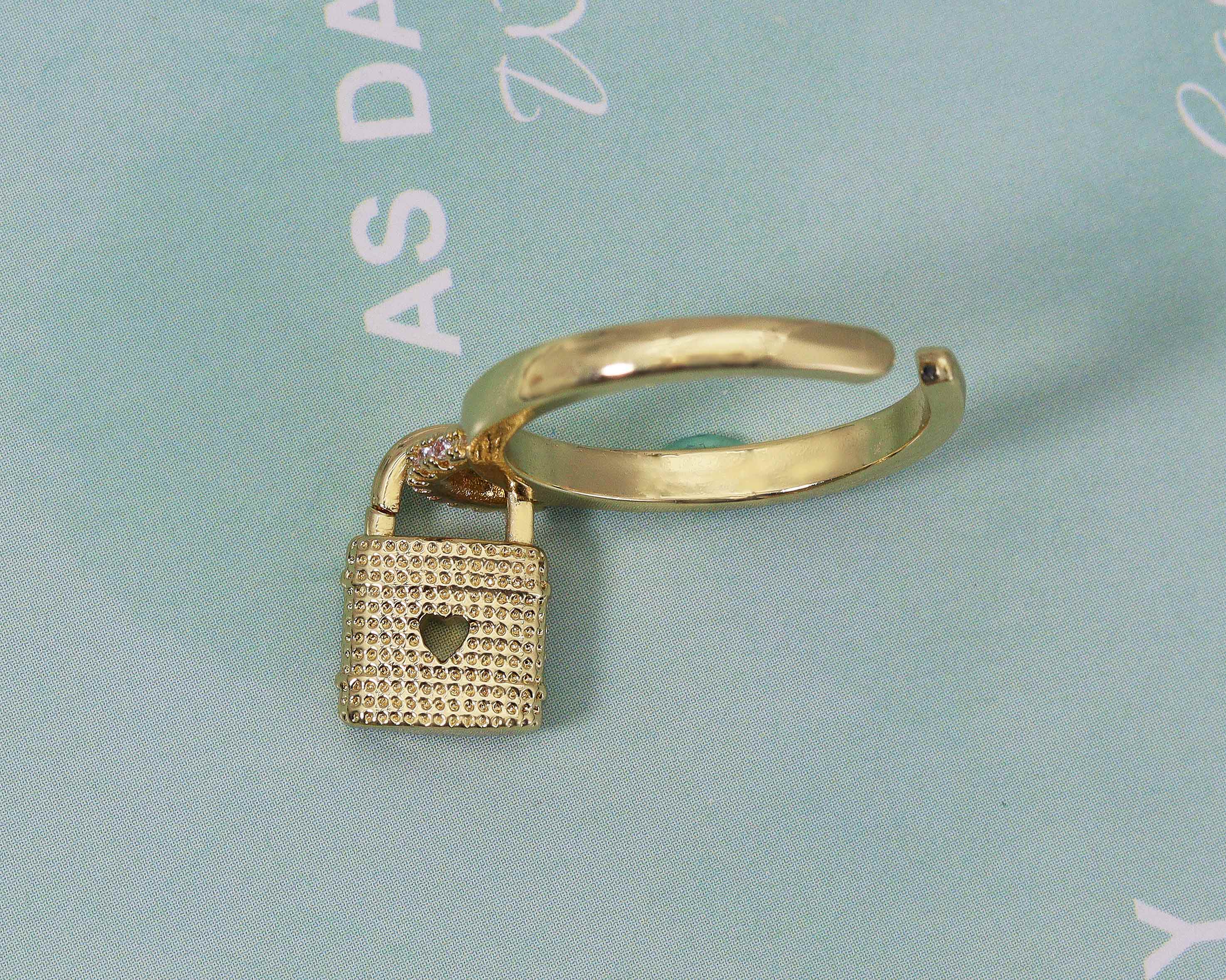 CZ Lock Adjustable Ring, Sku#X303