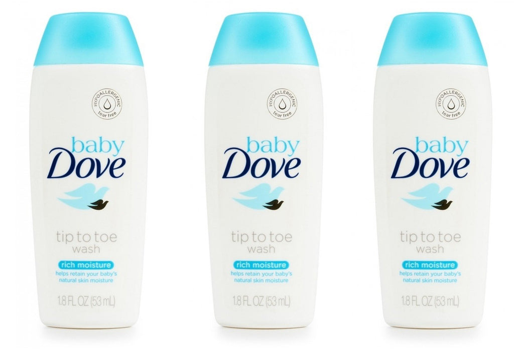 Baby Dove Gel Lavant Corps et Cheveux Hydratation Sensitive 53 ml Format Voyage (Lot de 3)
