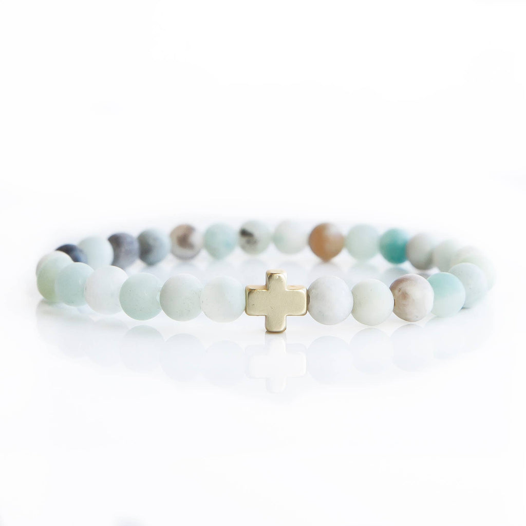 Faith Over Fear Cross Bracelet | Amazonite | Christian 