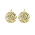 Clear CZ Gold Tiger Lion Head Pendant, Sku#LX318