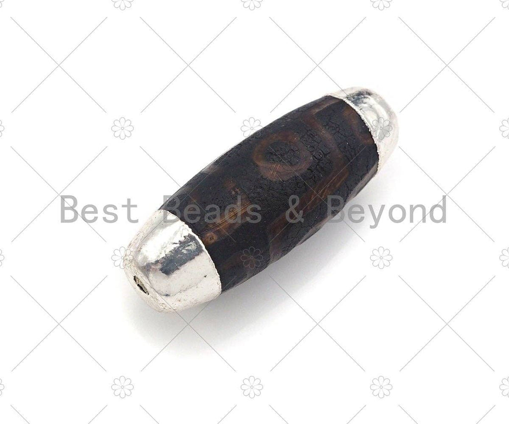 Tibetan Agate Barrel Shape Spacer Beads, 14x41mm, Sku#U961