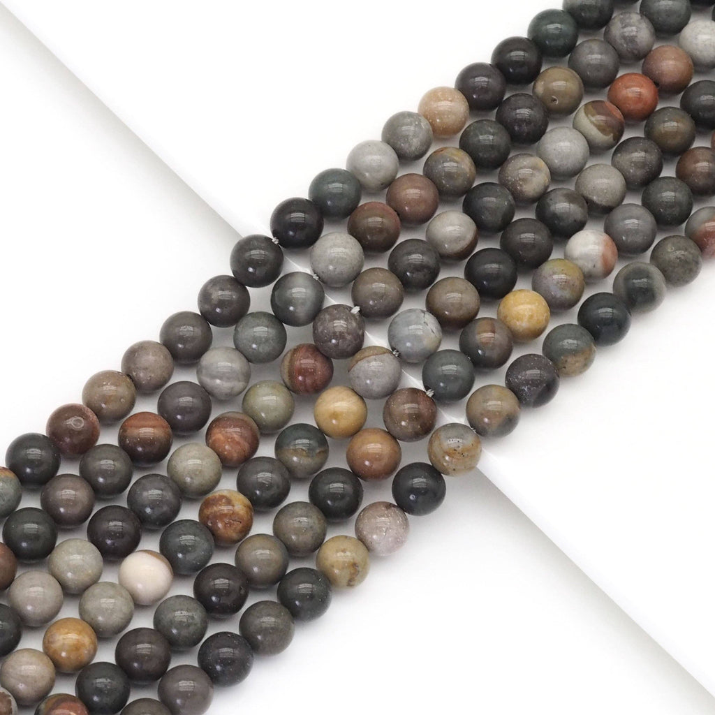 American Picture Jasper Round Smooth Beads, Sku#U1726
