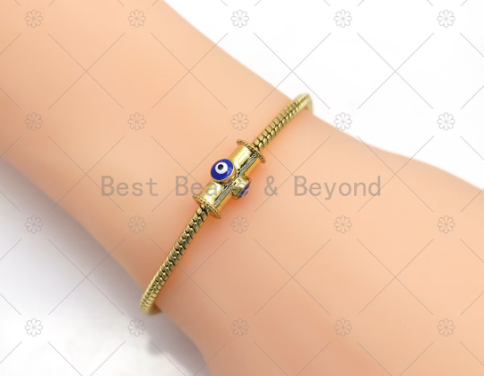 Colorful Enamel Evil Eye On Tube Shape Spacer Beads,18K Gold Filled Tube Charm, Necklace Bracelet Charm Pendant, Sku#Y596