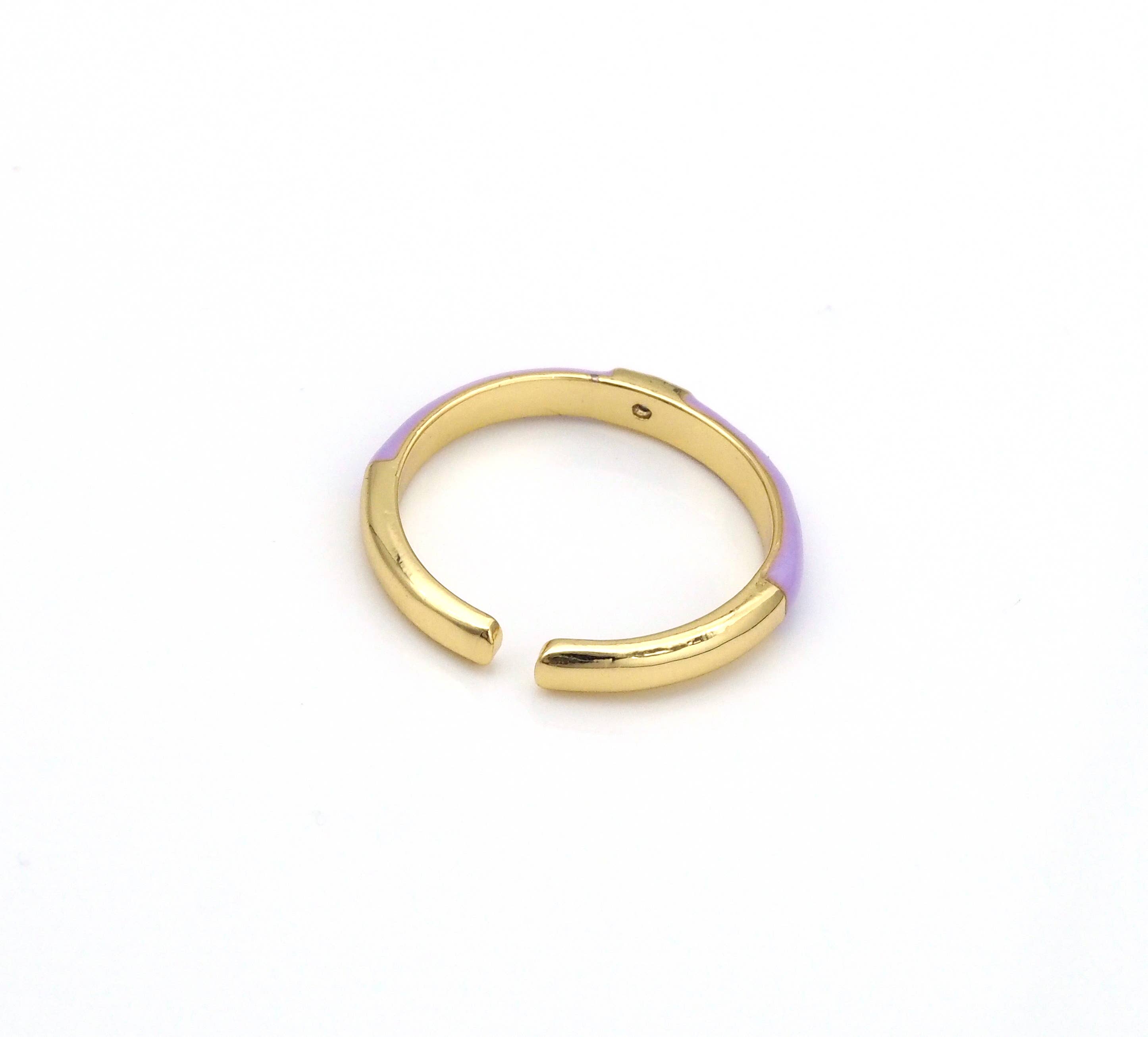 Thin Enamel Center Stone Stackable Ring,X265