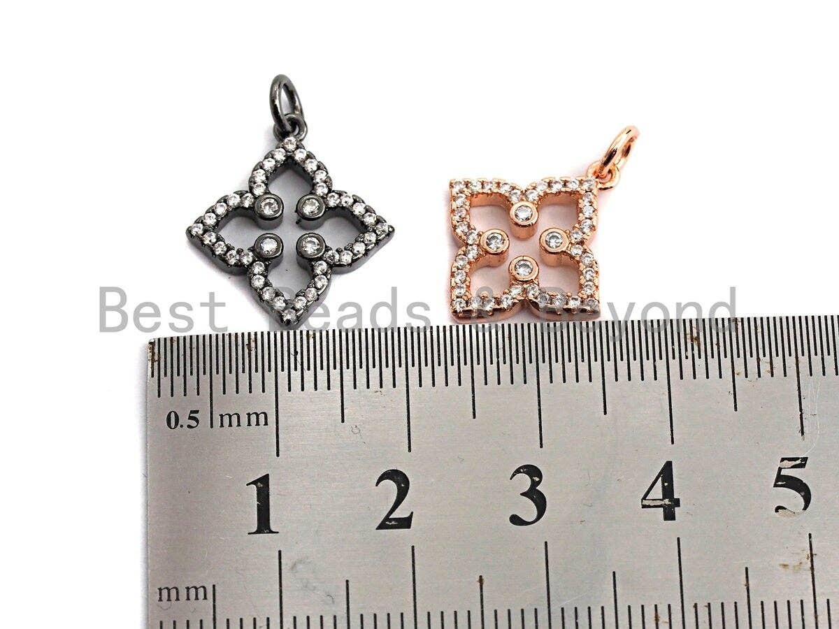 CZ Micro Pave Clover Flower Pendant/Charm, frame flower charm,sku#Z571