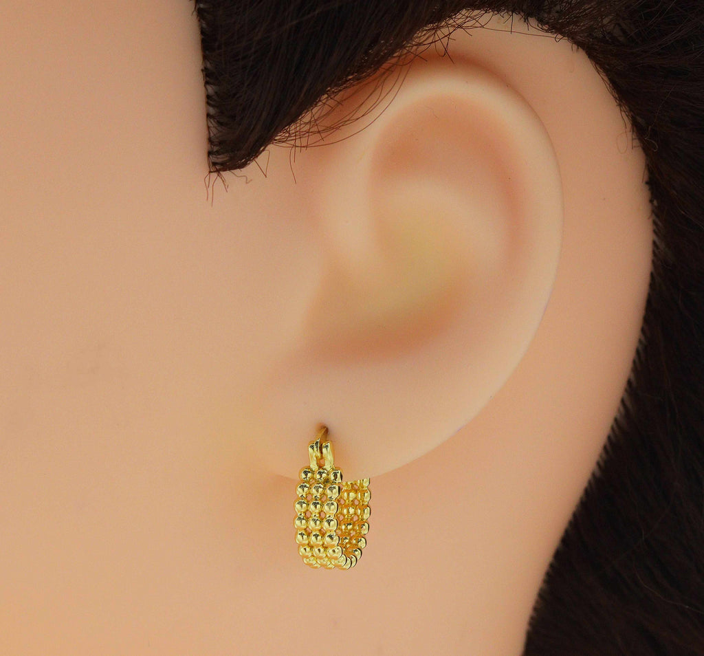 Triple Line Everyday Hoop Earrings, Sku#O105