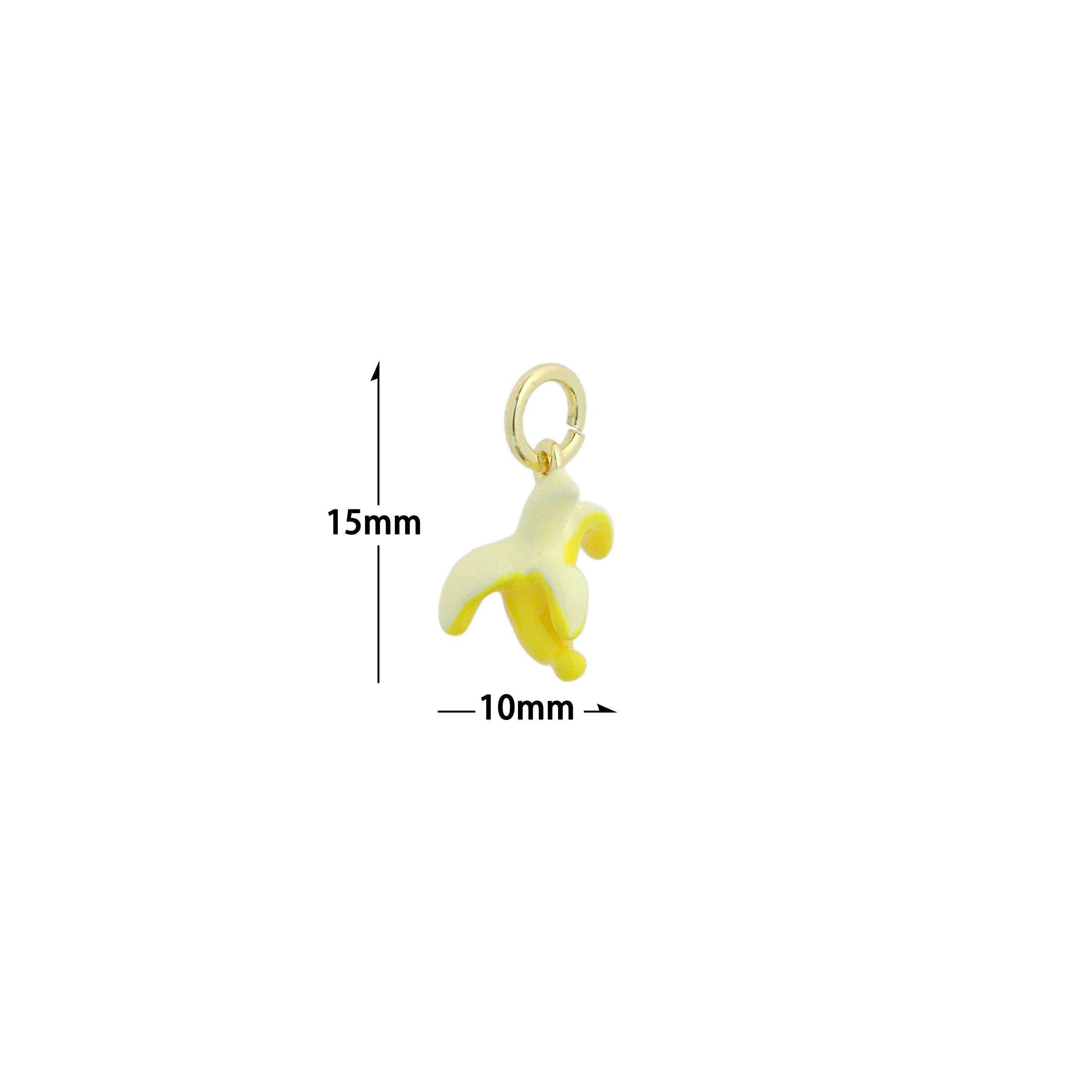 Enamel Banana Gold Charm Pendant,Sku#LX846