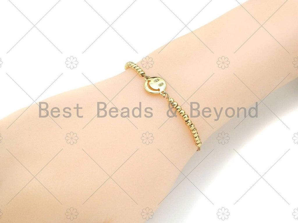 Gold Filled CZ Micro Pave Cute Smiley Face Shape Connector,1
