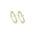 Clear CZ Gold Cross Chain Link Hoop Earrings, Sku#LD525