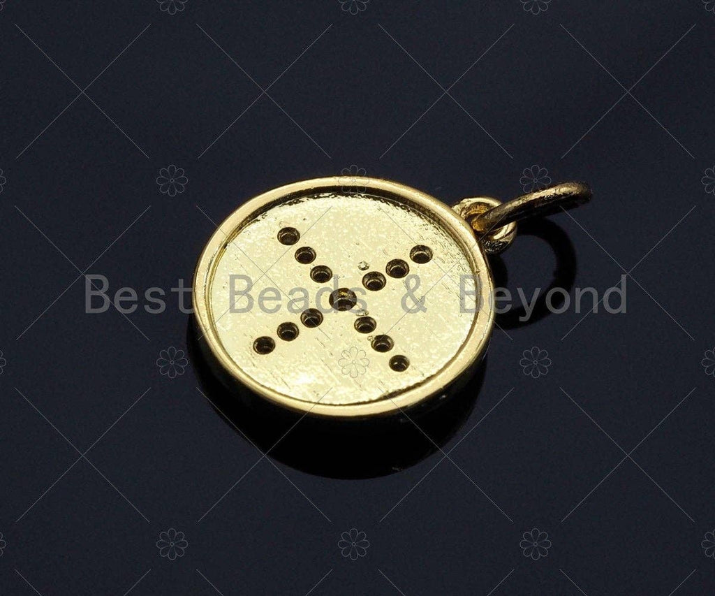 18K Gold Finish Dainty Star Coin Charm, Cross Gold Coin Charm, Star disc Pendant, 12mm, sku#Z1137