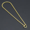 Gold Rectangle Toggle Clasp Cuban Chain Link Adjustable Necklace, Sku#L731