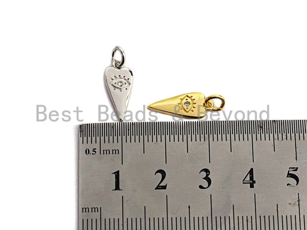 Clear CZ Micro Pave Evil Eye On Carrot Shaped Pendant/Charm, Carrot Cubic Zirconia Pendant Charm, 7x16mm,sku#Z589