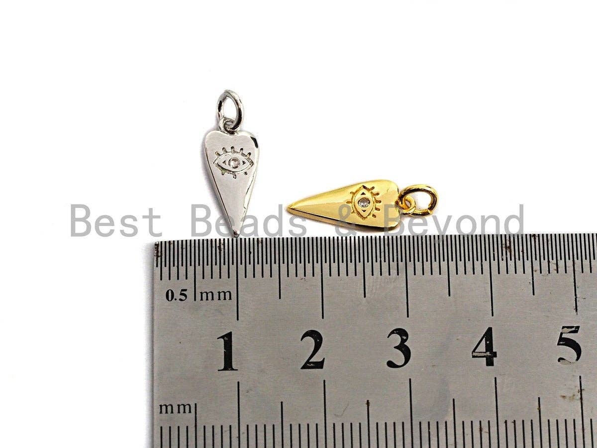 Clear CZ Micro Pave Evil Eye On Carrot Shaped Pendant/Charm, Carrot Cubic Zirconia Pendant Charm, 7x16mm,sku#Z589