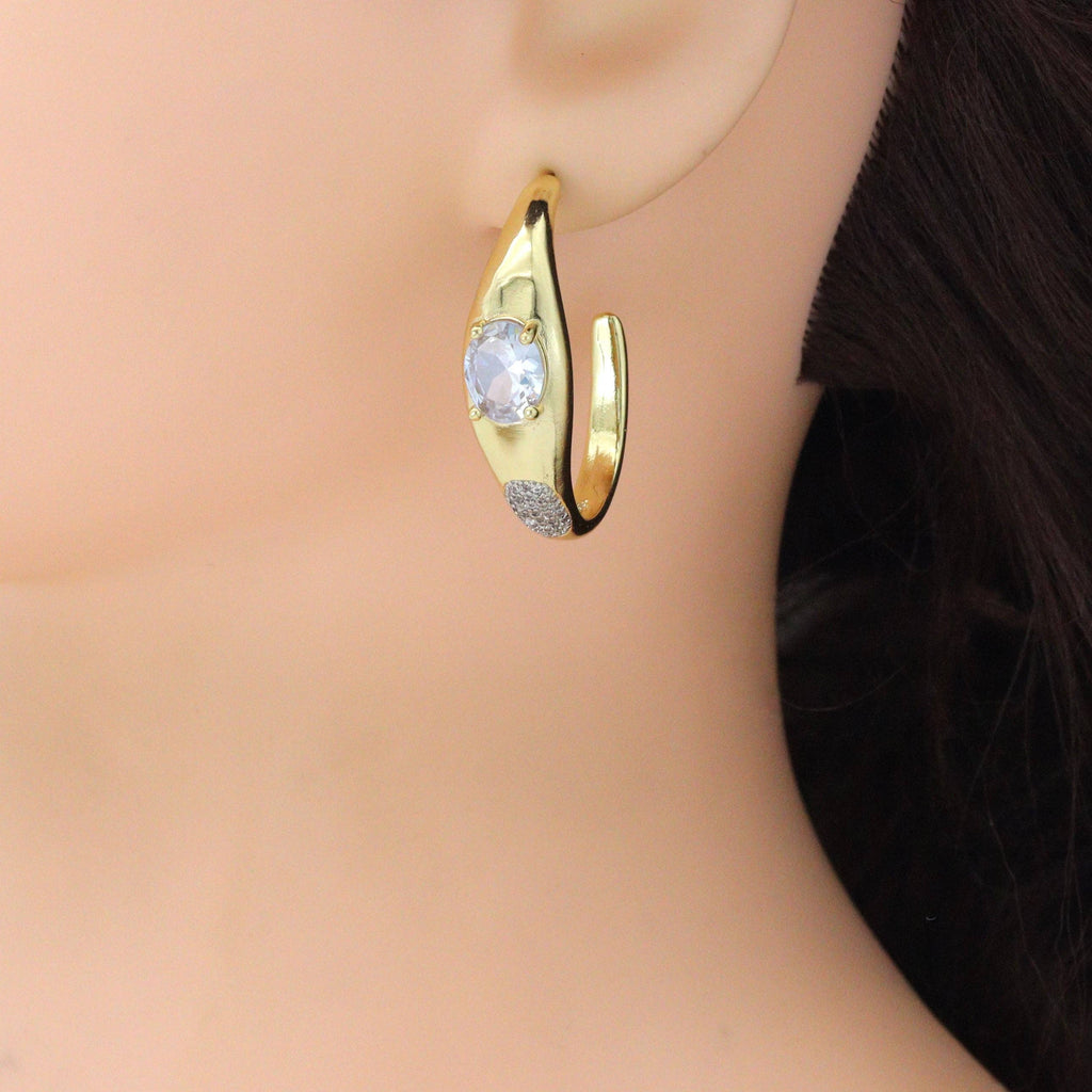 Large oval diamond hoop Earrings with , Sku#LX837