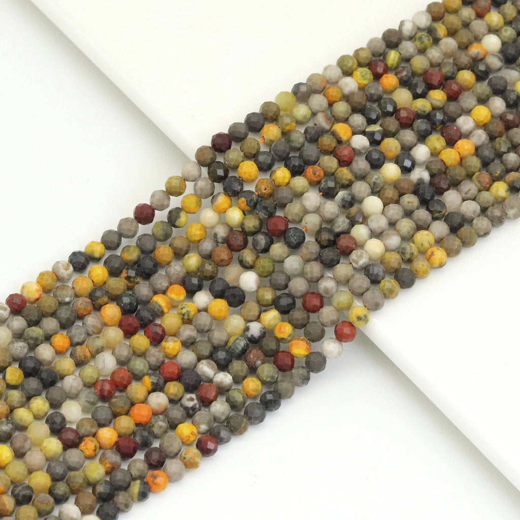 Genuine Bumblebee Jasper Round Faceted Beads, Sku#U1899
