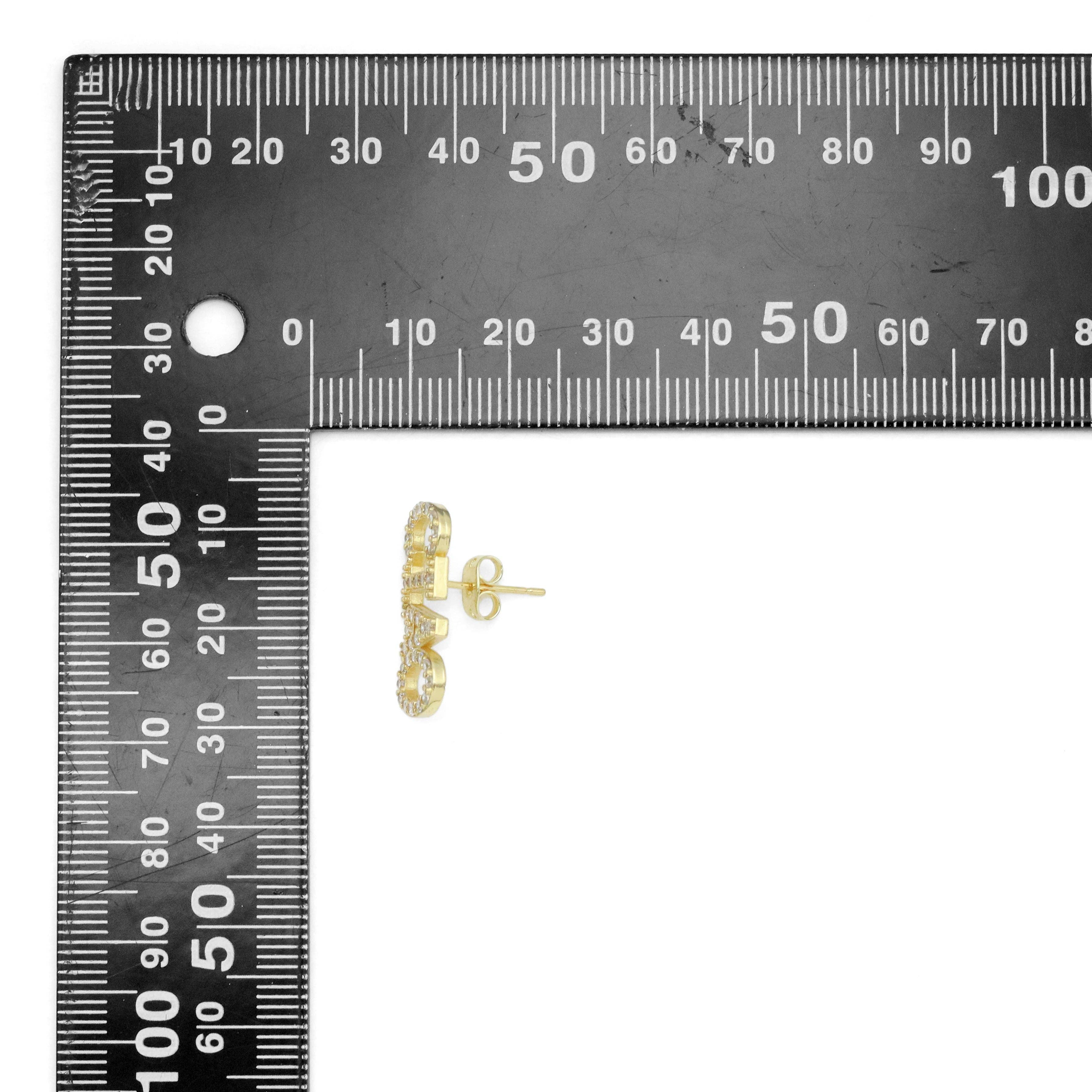 Clear CZ Ciao Word Stud Earrings, Sku#A355