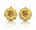 Gold Silver Embossment Lion Head Charm, Medallion Charms, Silver/Gold Lion Head Pendant,Lion Necklace Charms, 35x38mm, Sku#L453