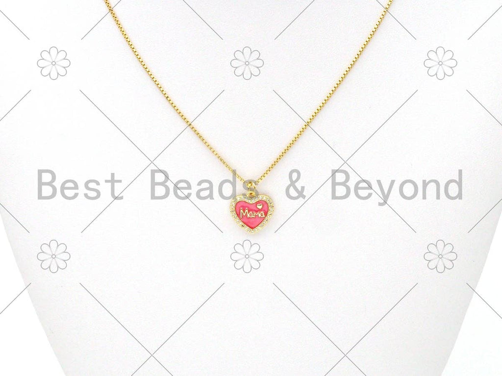 Colorful Enamel Mom Word On Round/Five Star/Heart Shape Pendant, 18K Gold Filled Micro Pave CZ Charm,Mother's Day Charm,14x17mm,Sku#L585